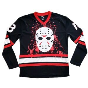 Jason Voorhies Size Large Friday The 13th‎ Hockey Mask Jersey Red Black